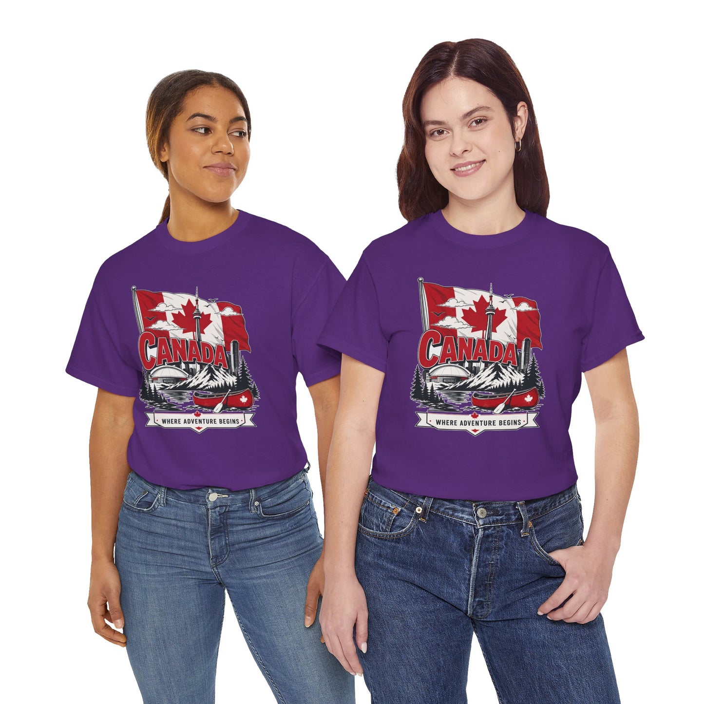 Purple crewneck short-sleeve T-shirt with Canada graphic on chest