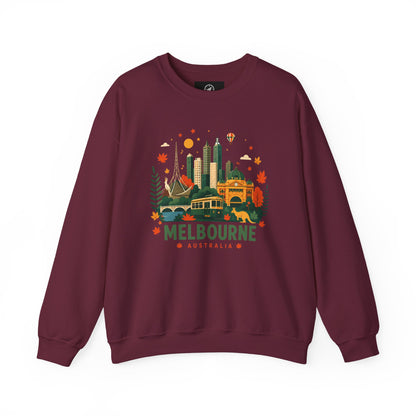 Maroon sweatshirt with Melbourne city graphic on front