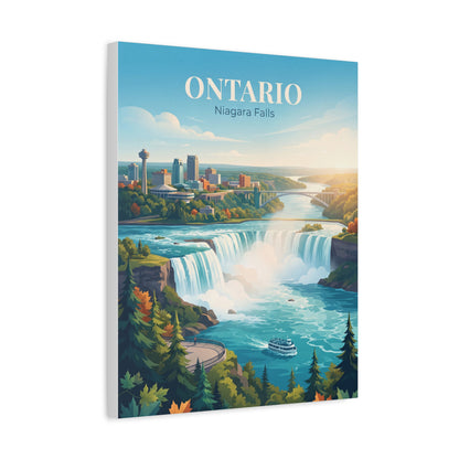 Ontario Niagara Falls canvas wall art showing waterfall, river view, and ONTARIO lettering