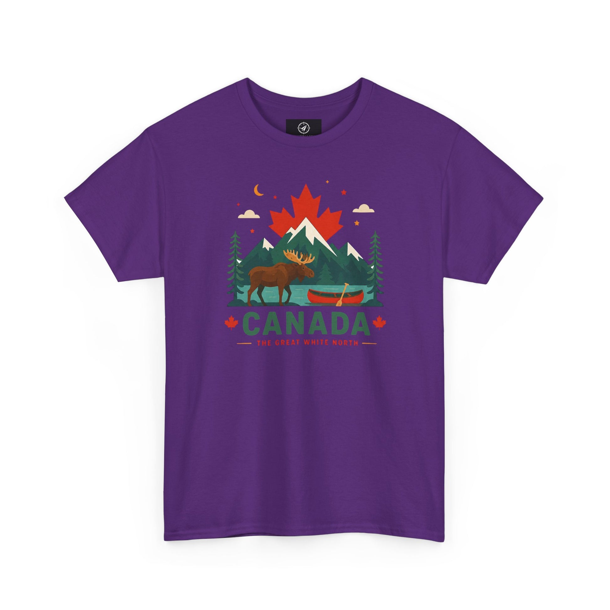Short-sleeve T-shirt in purple with Canada camping graphic on front