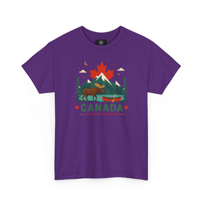 Short-sleeve T-shirt in purple with Canada camping graphic on front