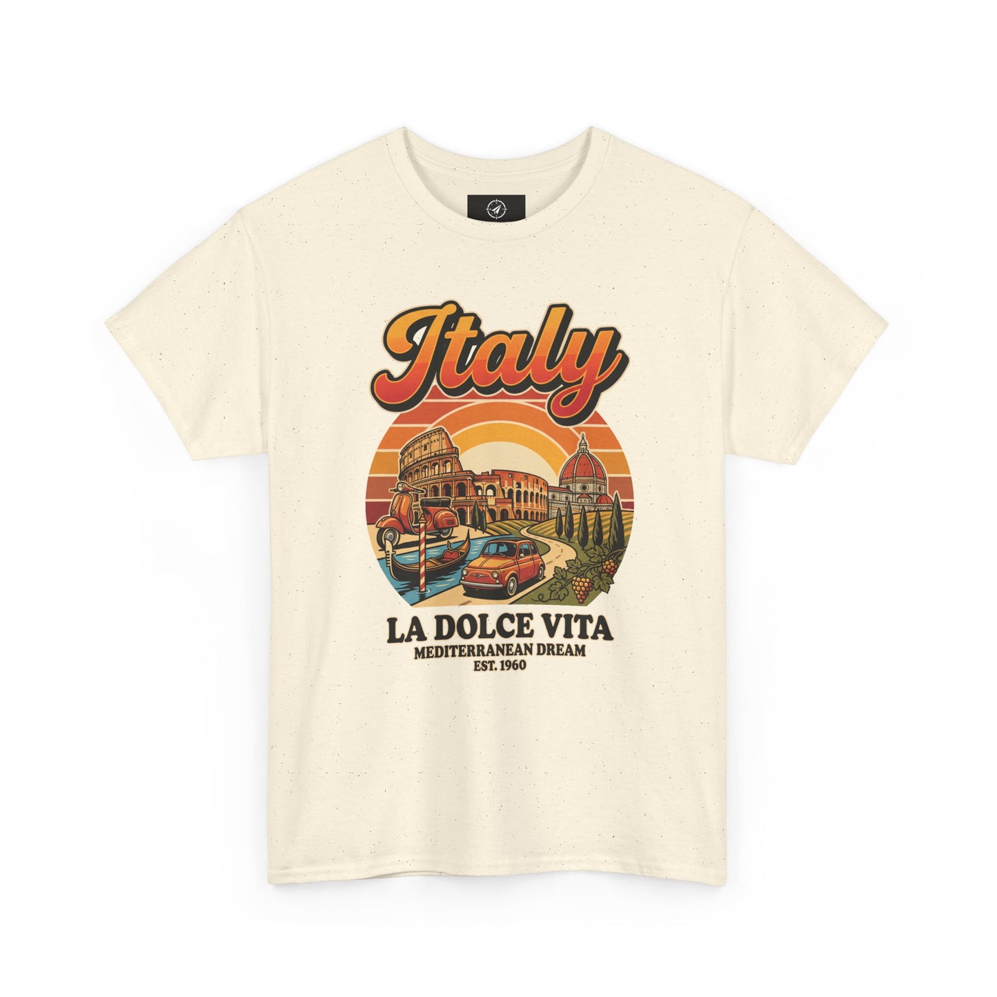 Natural cream vintage T-shirt with “Italy” graphic and “La Dolce Vita” print