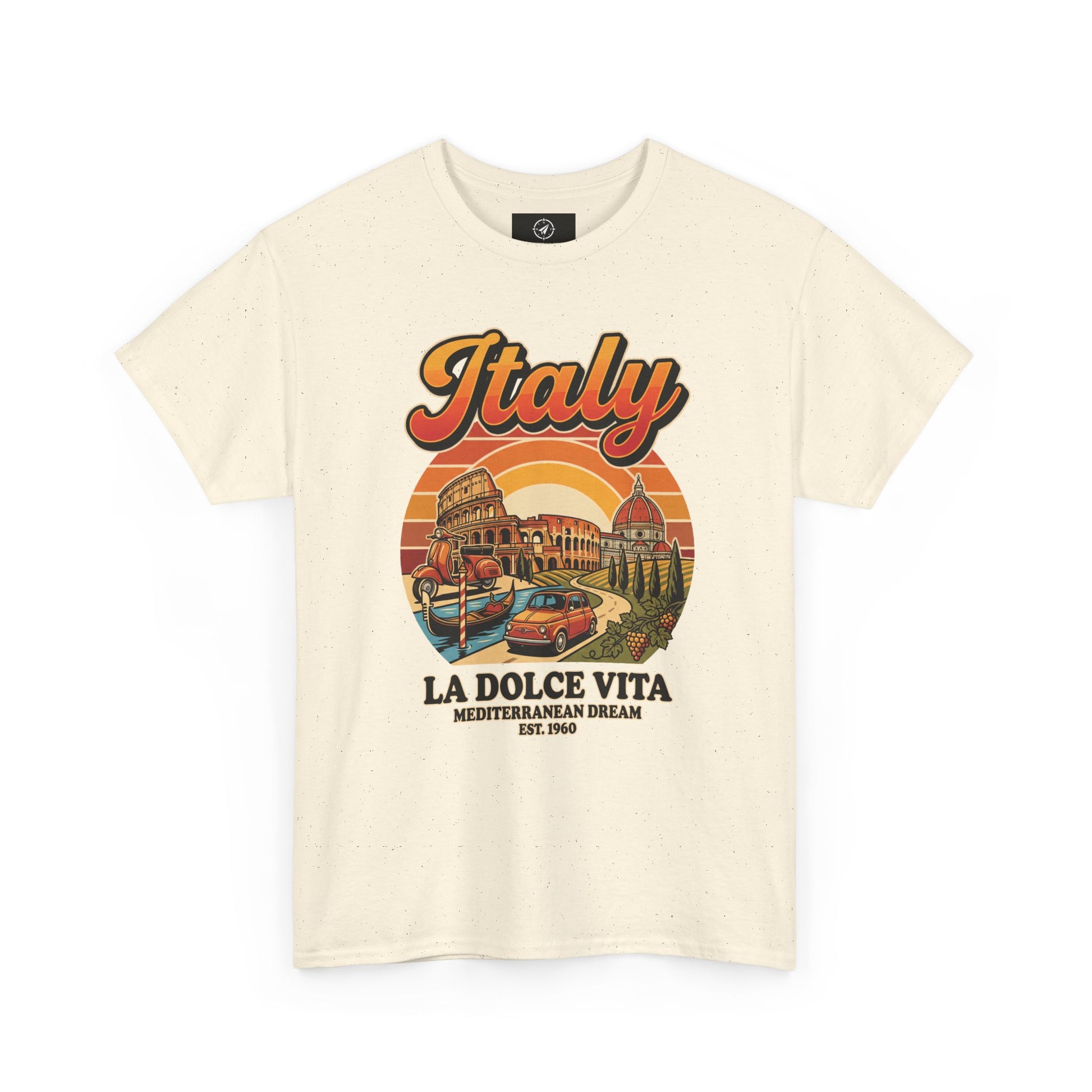 Natural cream vintage T-shirt with “Italy” graphic and “La Dolce Vita” print