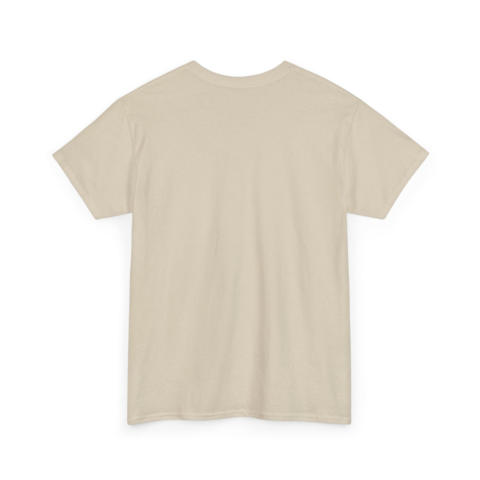 Natural beige blank crew-neck t-shirt with short sleeves and straight hem