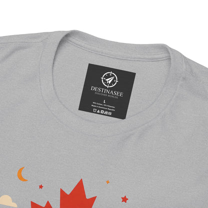 Heather grey crew-neck tee with small back tag and partial Canada design