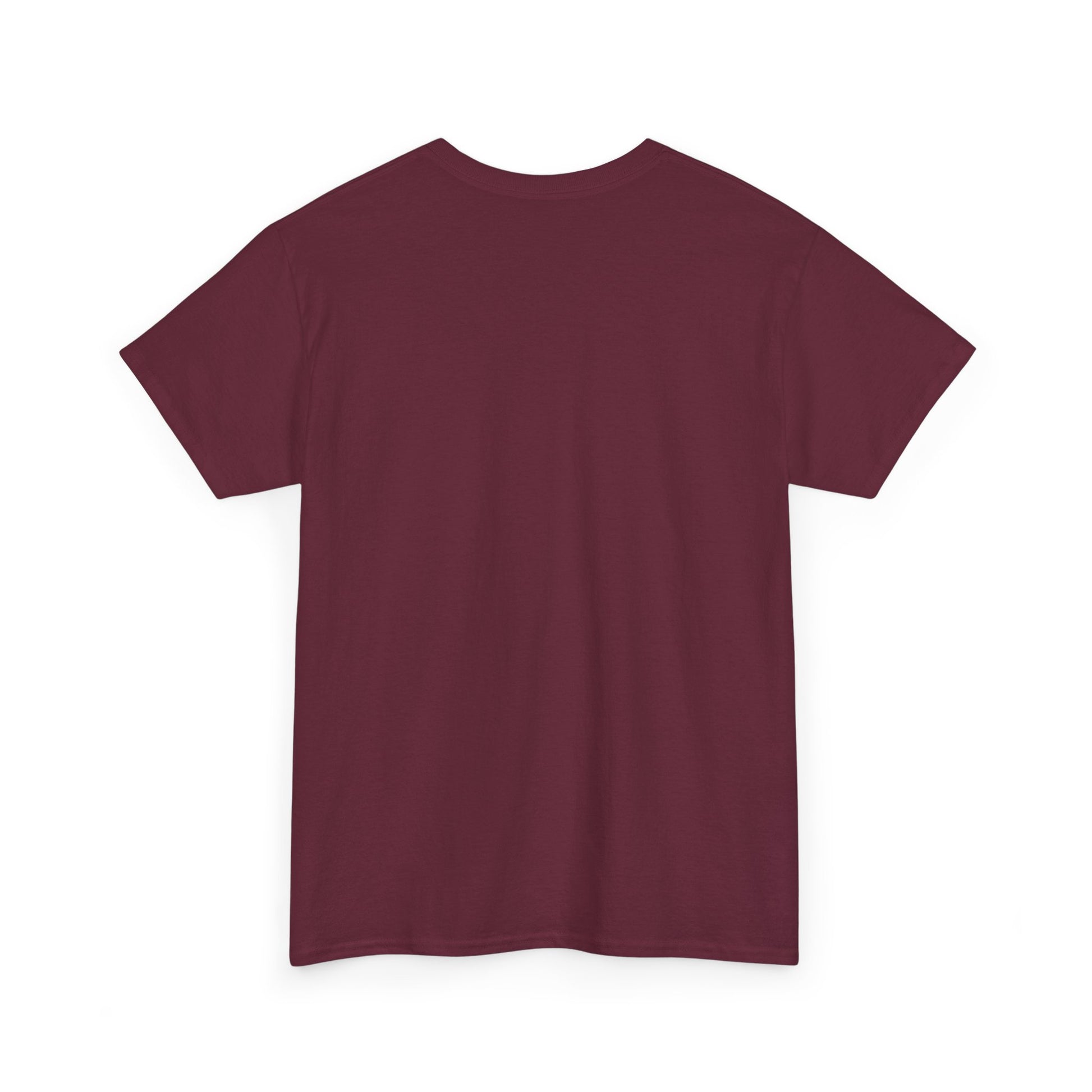 Maroon crew-neck T-shirt, plain front
