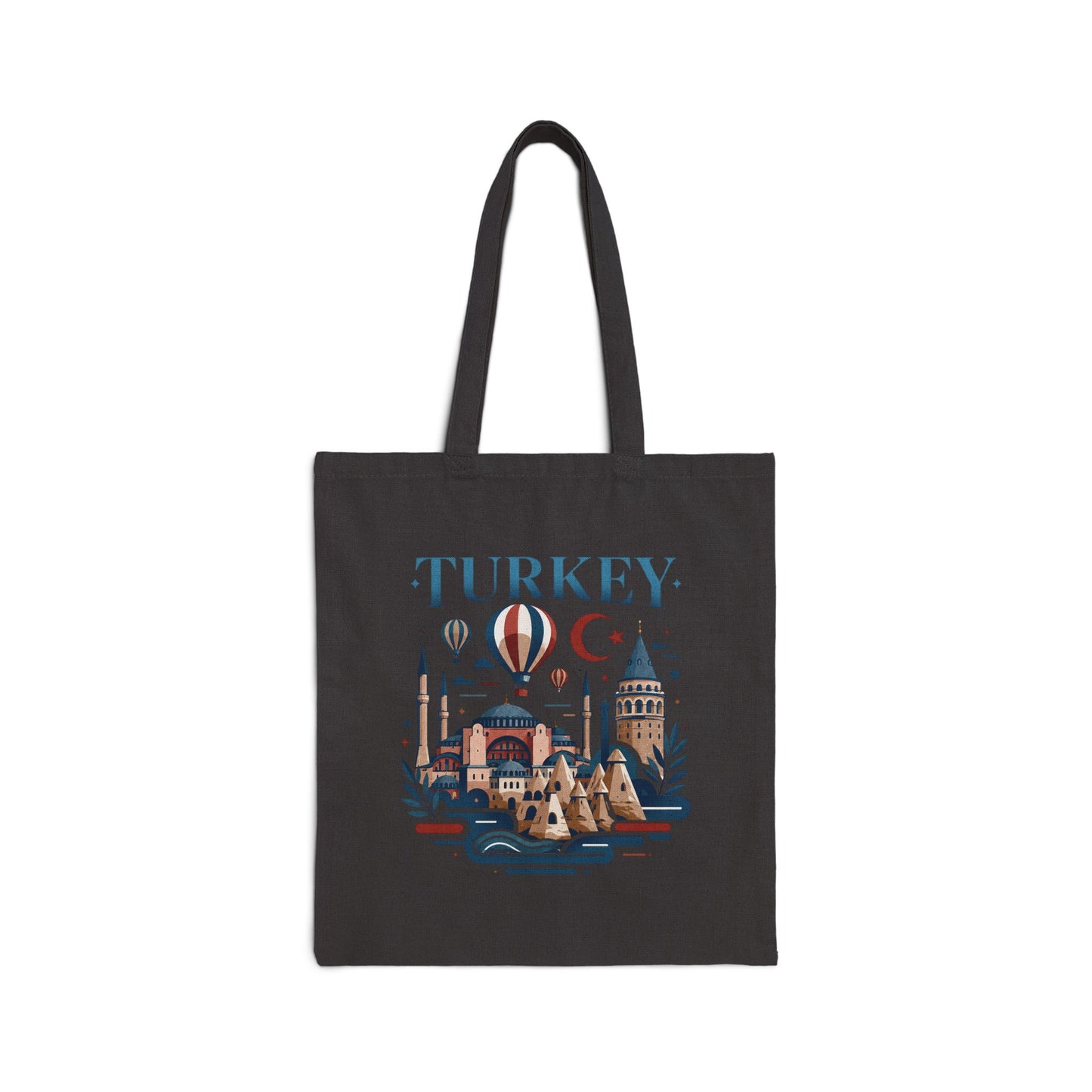 Black travel tote bag with Turkey graphic print on the front