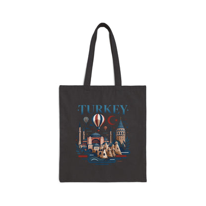 Black travel tote bag with Turkey graphic print on the front