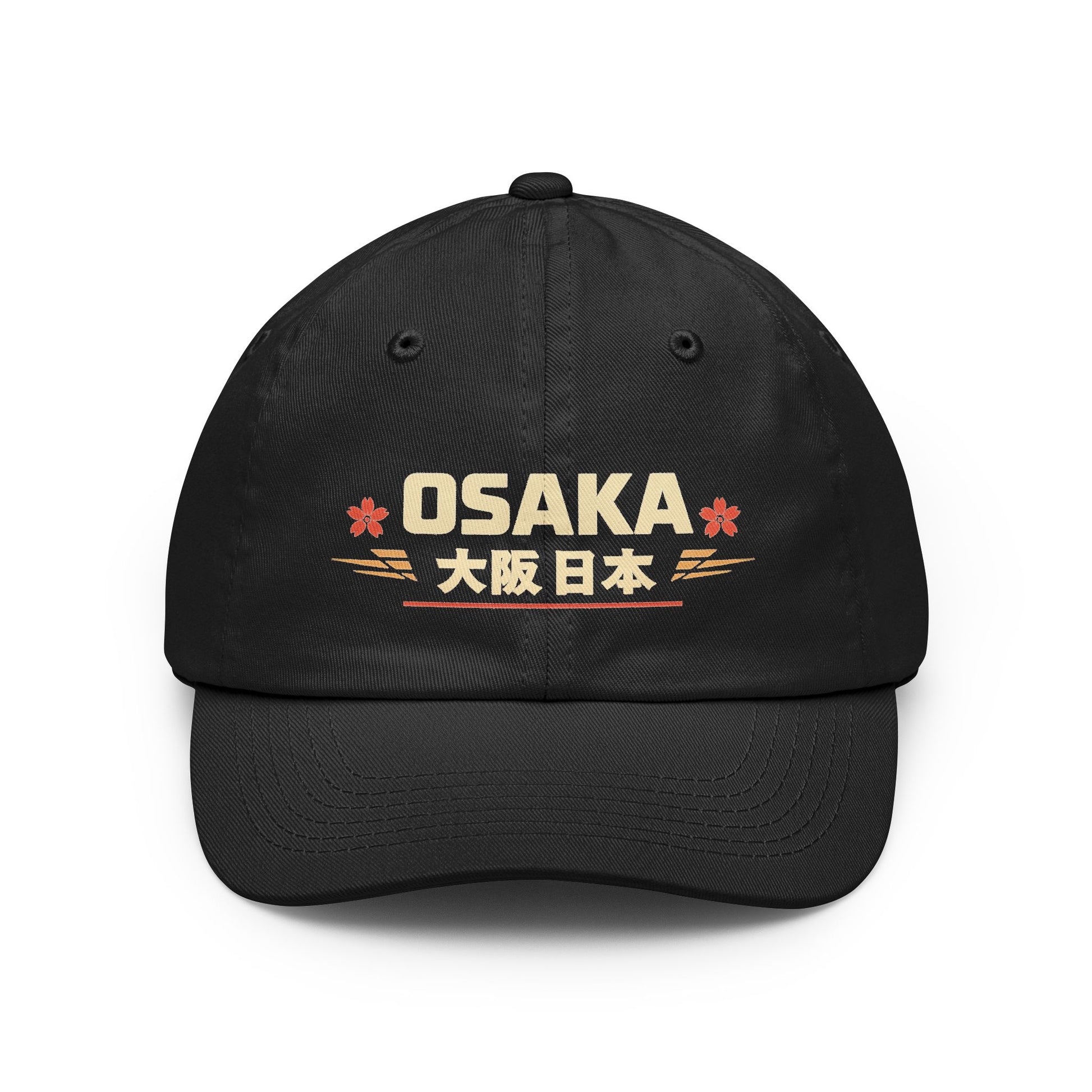 Dark gray vintage dad hat with Osaka logo embroidery and curved brim