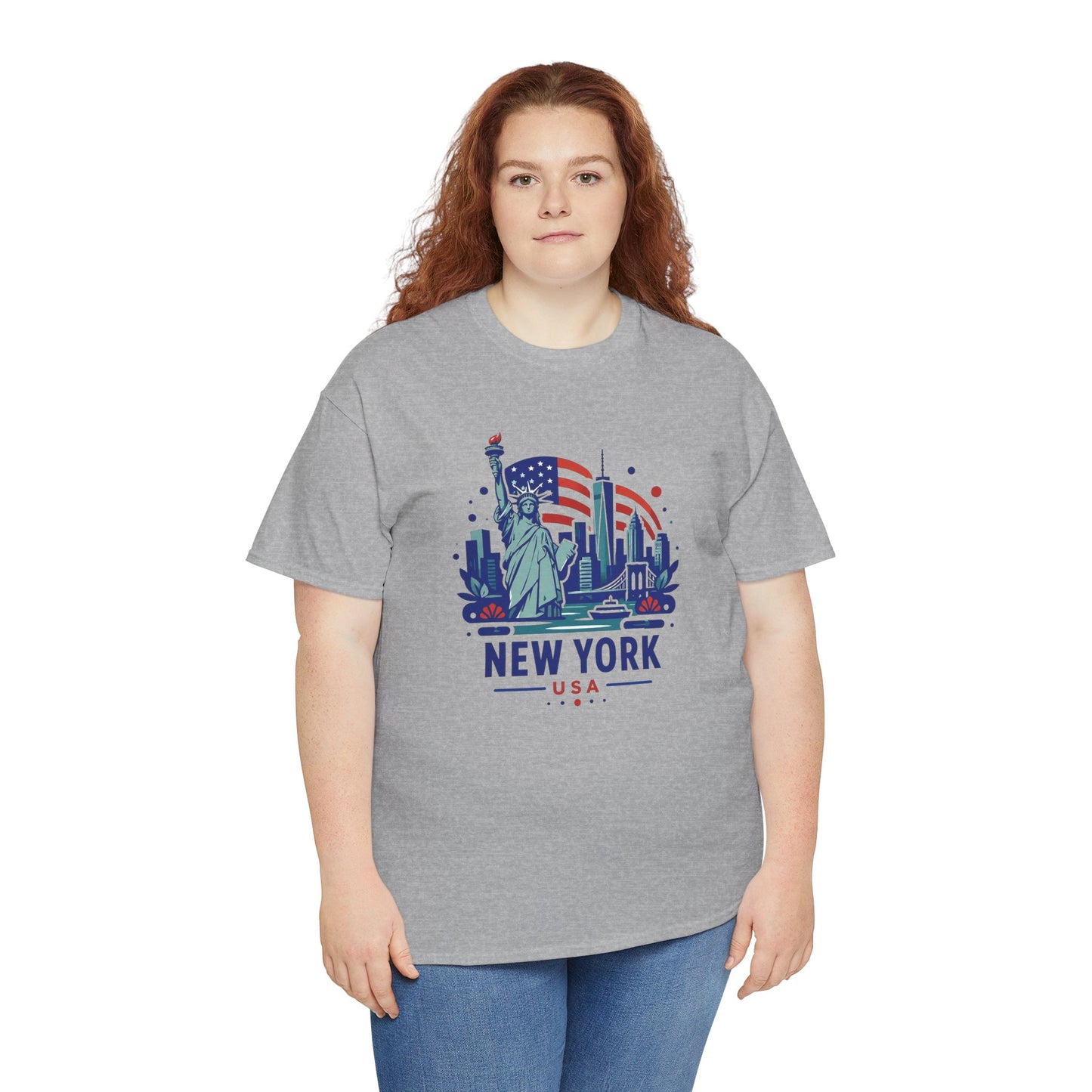 Light gray T-shirt with Statue of Liberty “NEW YORK USA” graphic on front