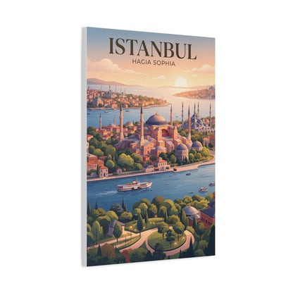 Matte canvas wall art with “ISTANBUL” and “HAGIA SOPHIA” cityscape view