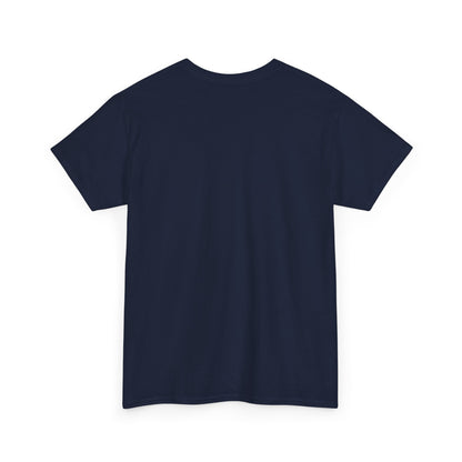 Navy crewneck t-shirt back view, plain without visible graphics