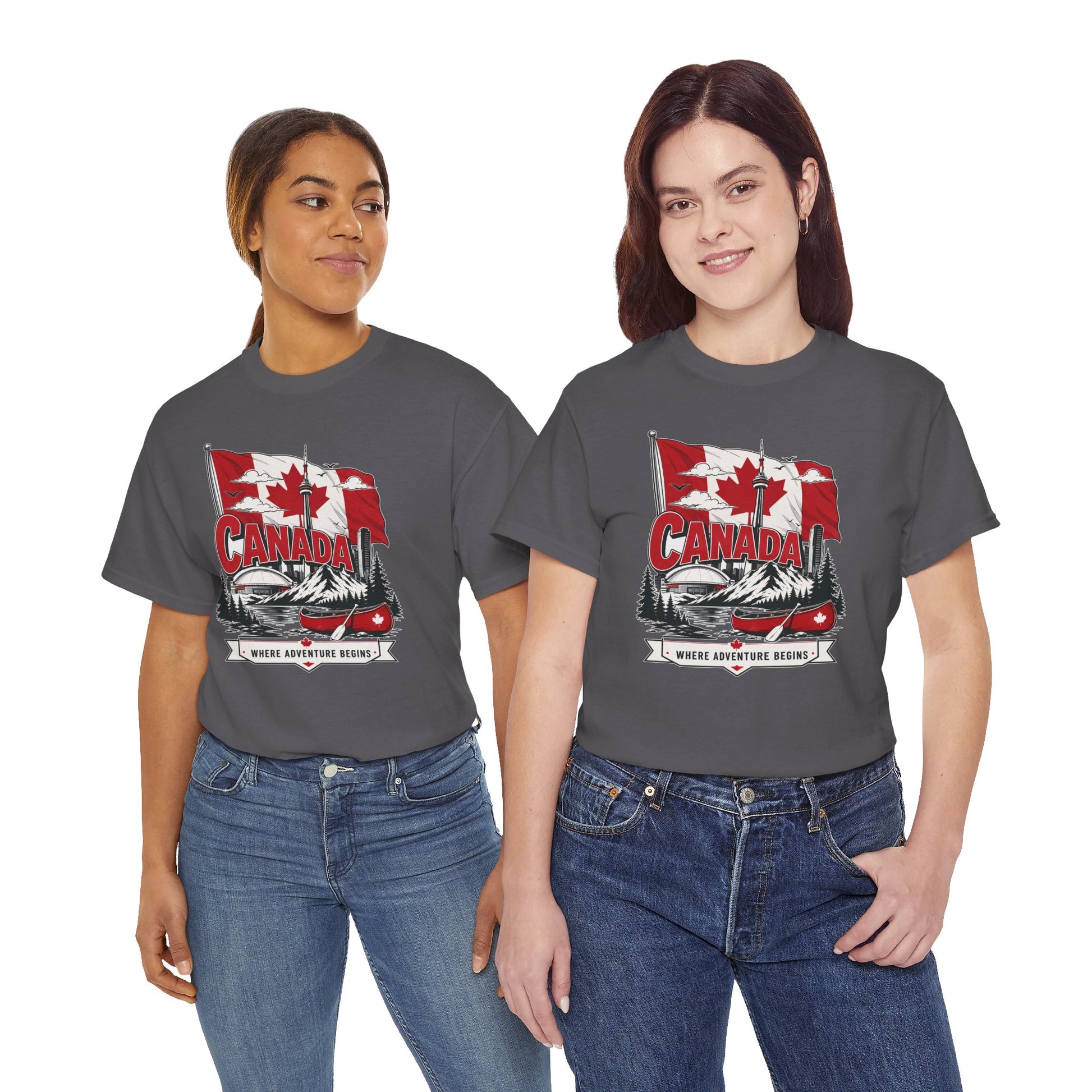 Charcoal crewneck t-shirt with Canada graphic print on the chest