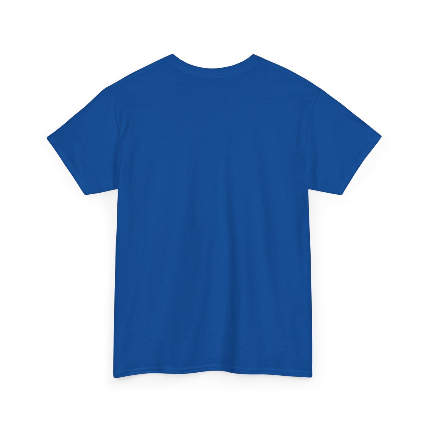 Royal blue crewneck t-shirt with short sleeves and no visible graphic print