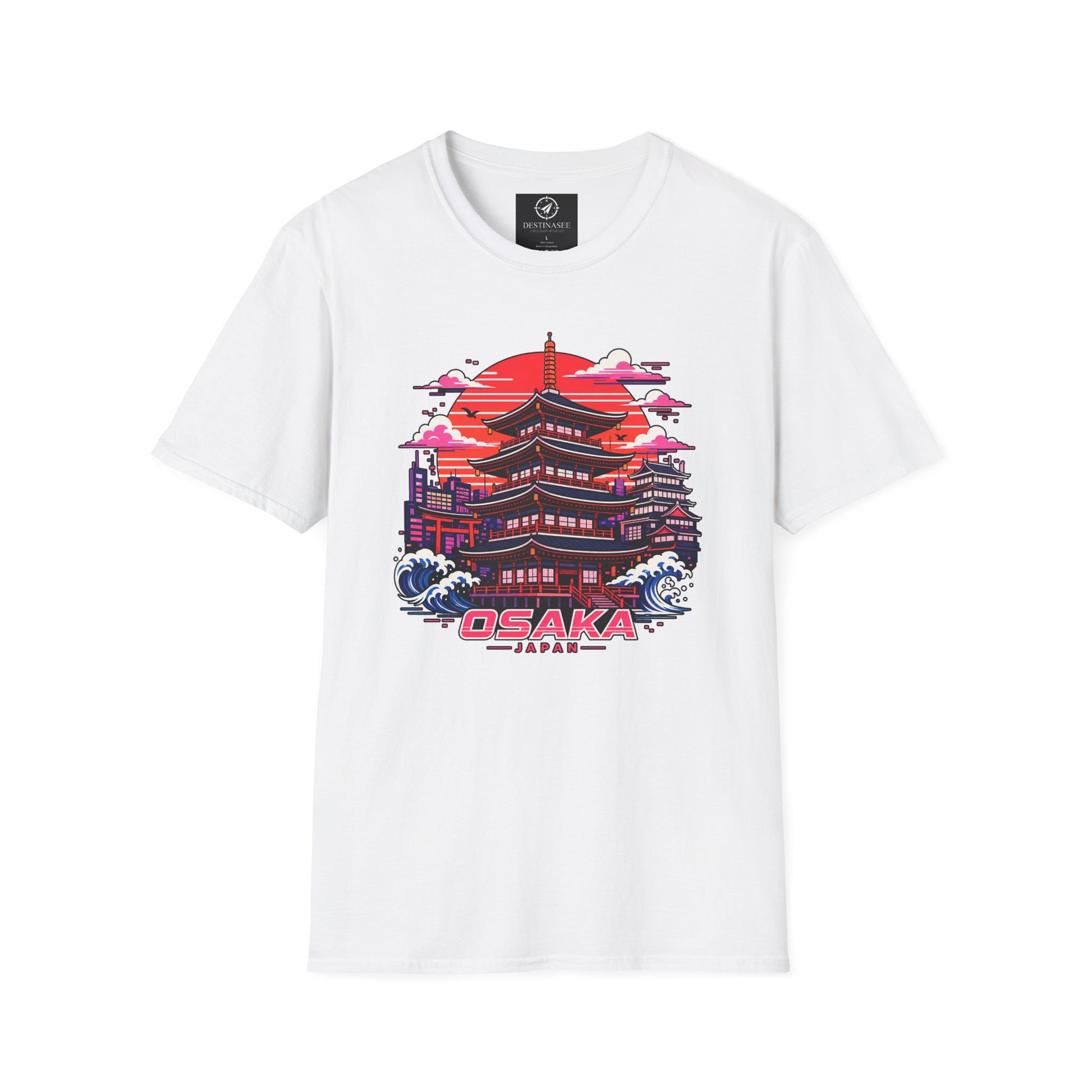 White T-shirt with Osaka graphic print on the front.