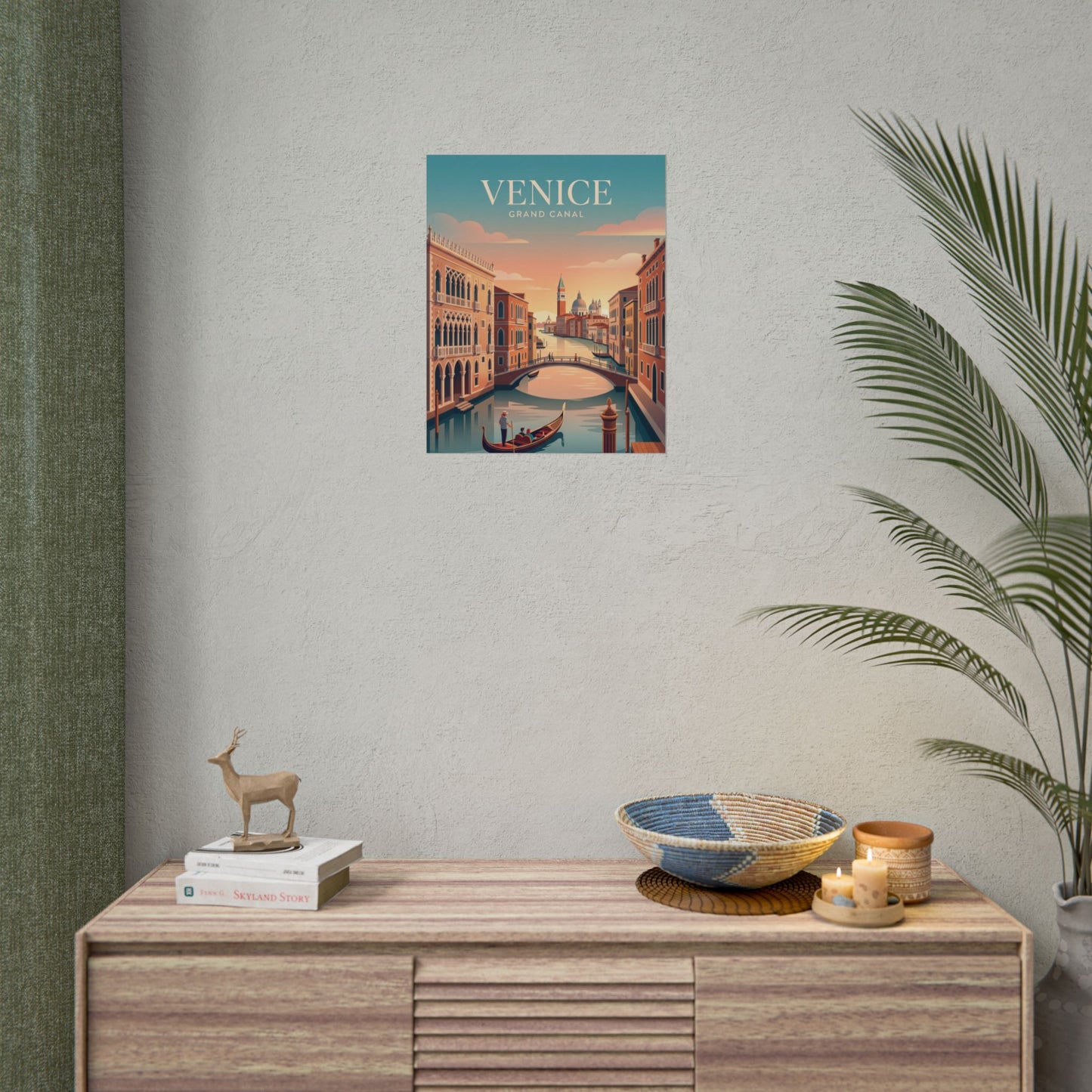 Rolled poster, small wall-hung Venice Grand Canal scene with gondola and arches