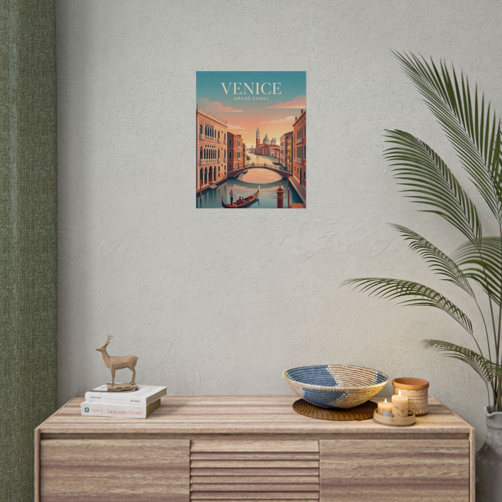 Rolled poster, small wall-hung Venice Grand Canal scene with gondola and arches