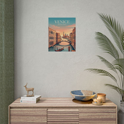 Rolled poster, small wall-hung Venice Grand Canal scene with gondola and arches