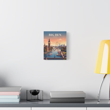Small matte canvas wall art featuring Big Ben, “BIG BEN LONDON” text, and river skyline
