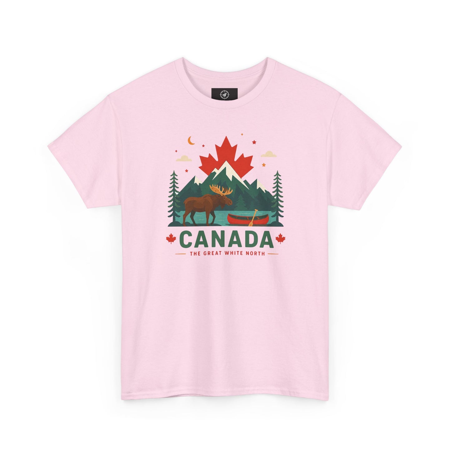 Short-sleeve T-shirt in light pink with Canada camping graphic on front