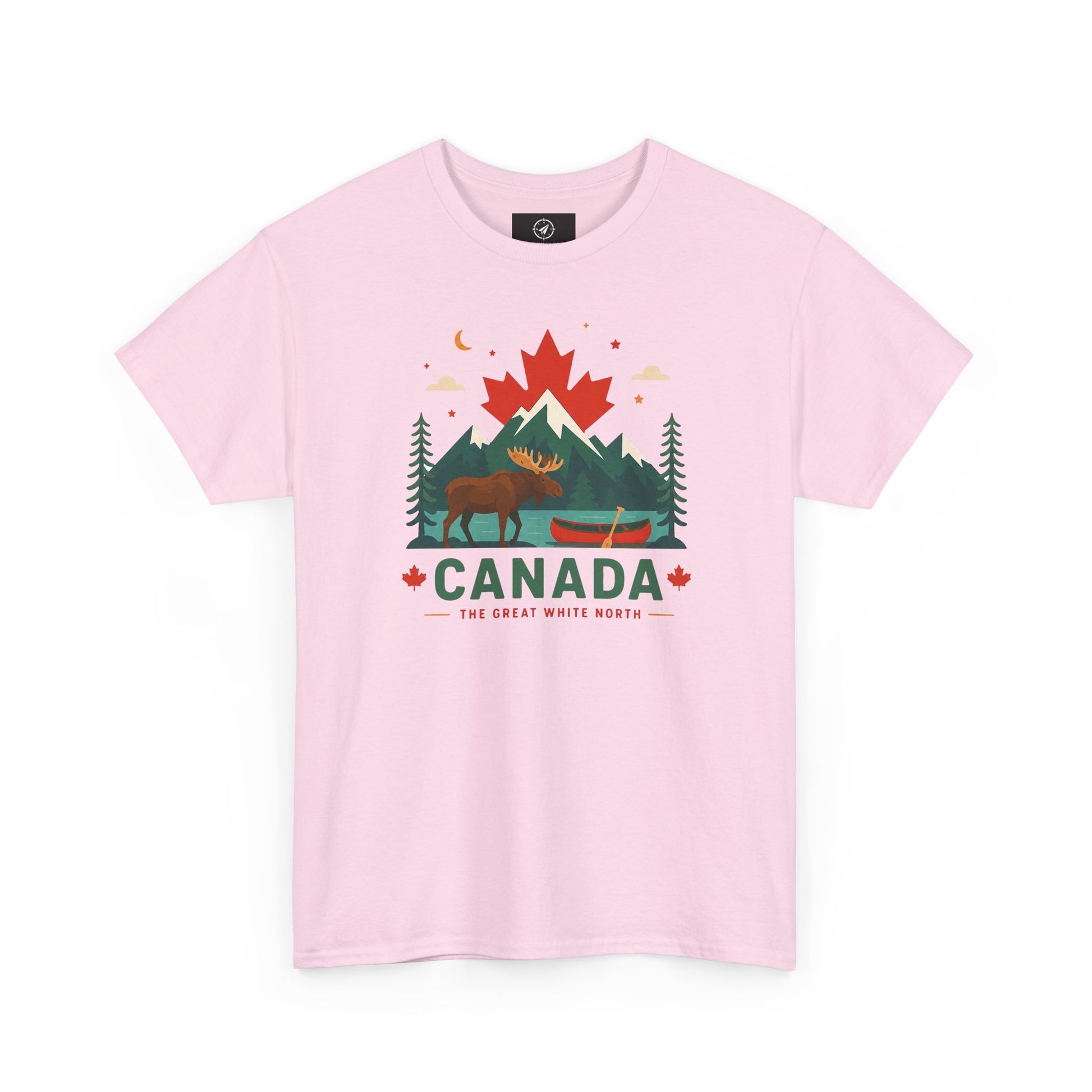 Short-sleeve T-shirt in light pink with Canada camping graphic on front