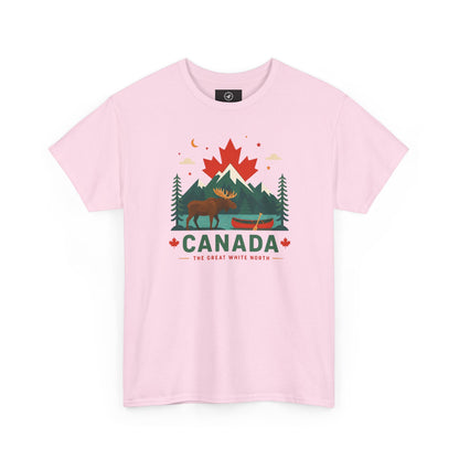 Short-sleeve T-shirt in light pink with Canada camping graphic on front