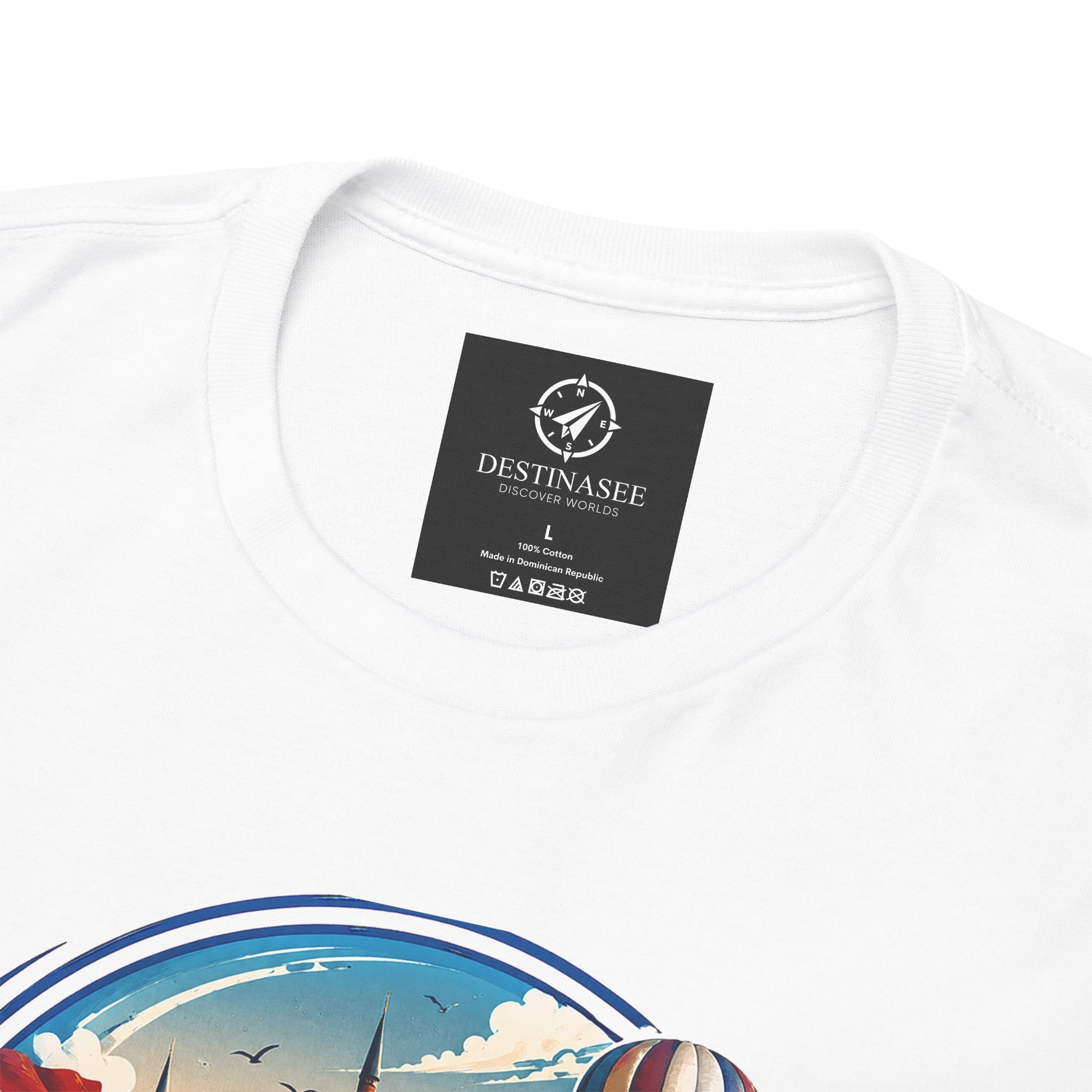 White crewneck T-shirt with Istanbul Turkey graphic print on the front