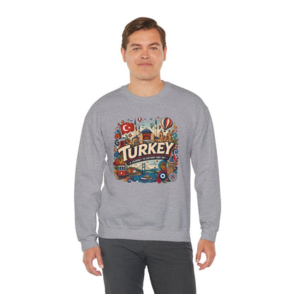 Sport grey crewneck sweatshirt with large Turkey city graphic on the chest