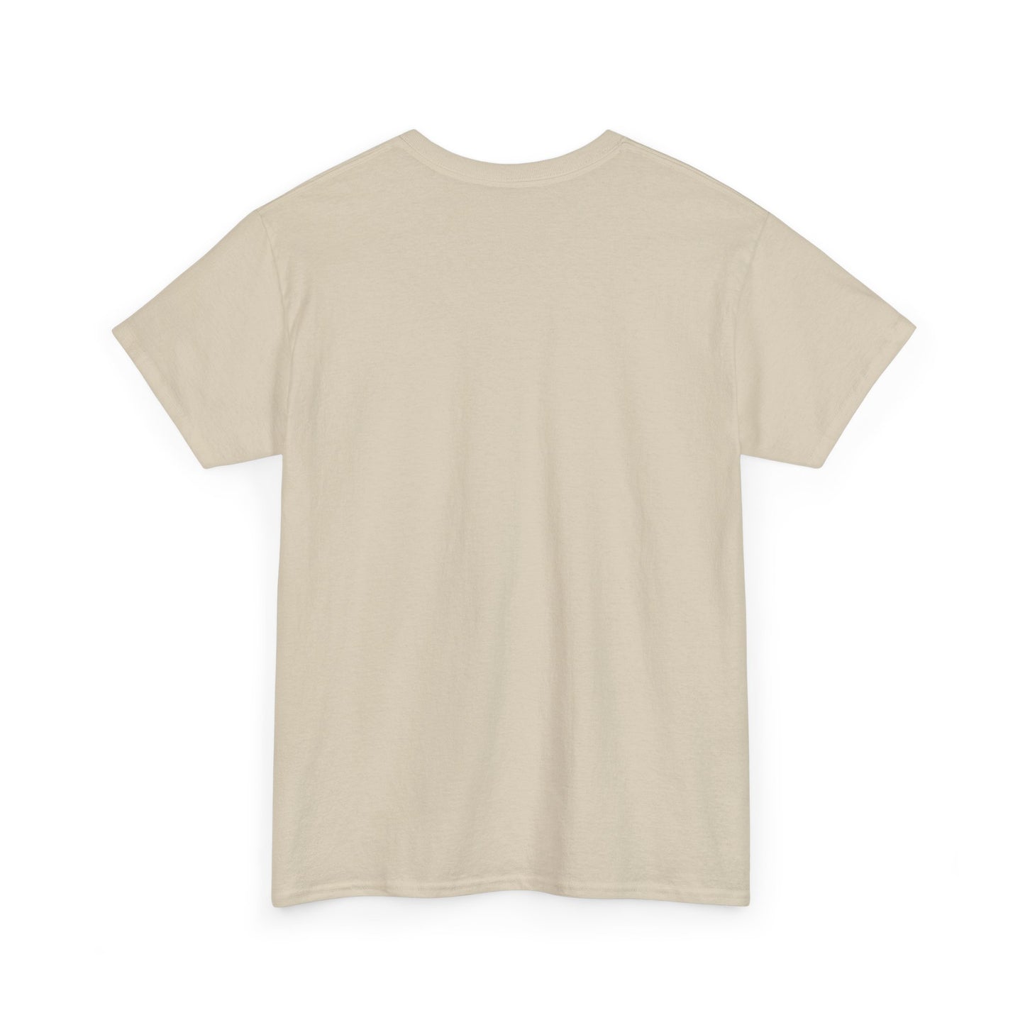 Natural beige T-shirt with crew neck and short sleeves, plain front