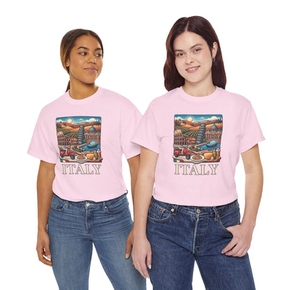 Light pink T-shirt with colorful Italy graphic and 'ITALY' text