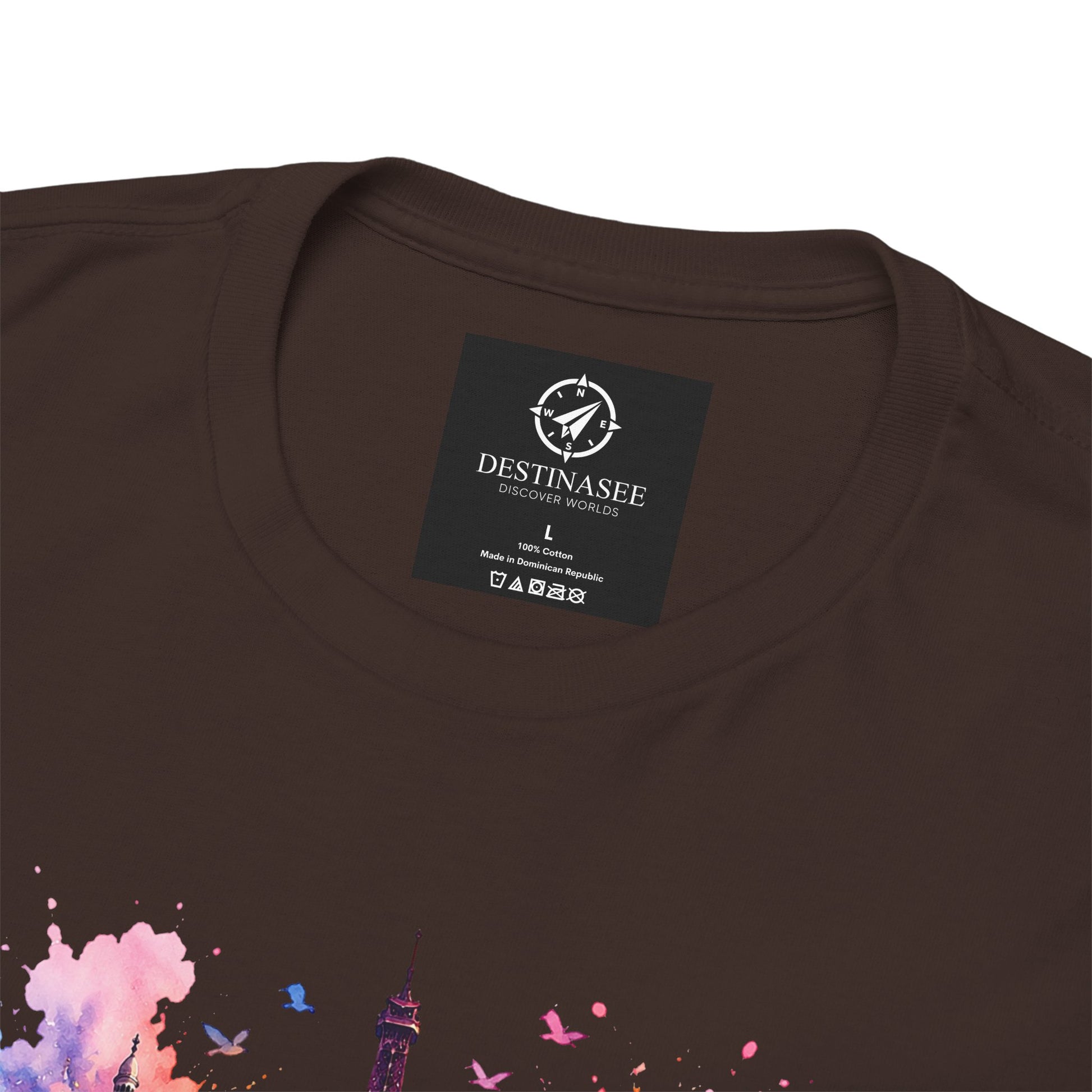 Charcoal floral Eiffel Tower graphic T-shirt with small neck label
