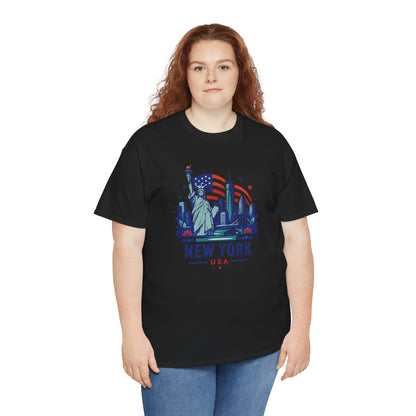 Black T-shirt with Statue of Liberty and “NEW YORK USA” graphic on front