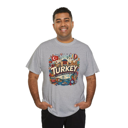 Light gray Istanbul graphic T-shirt with Turkey emblem front print, crew neck
