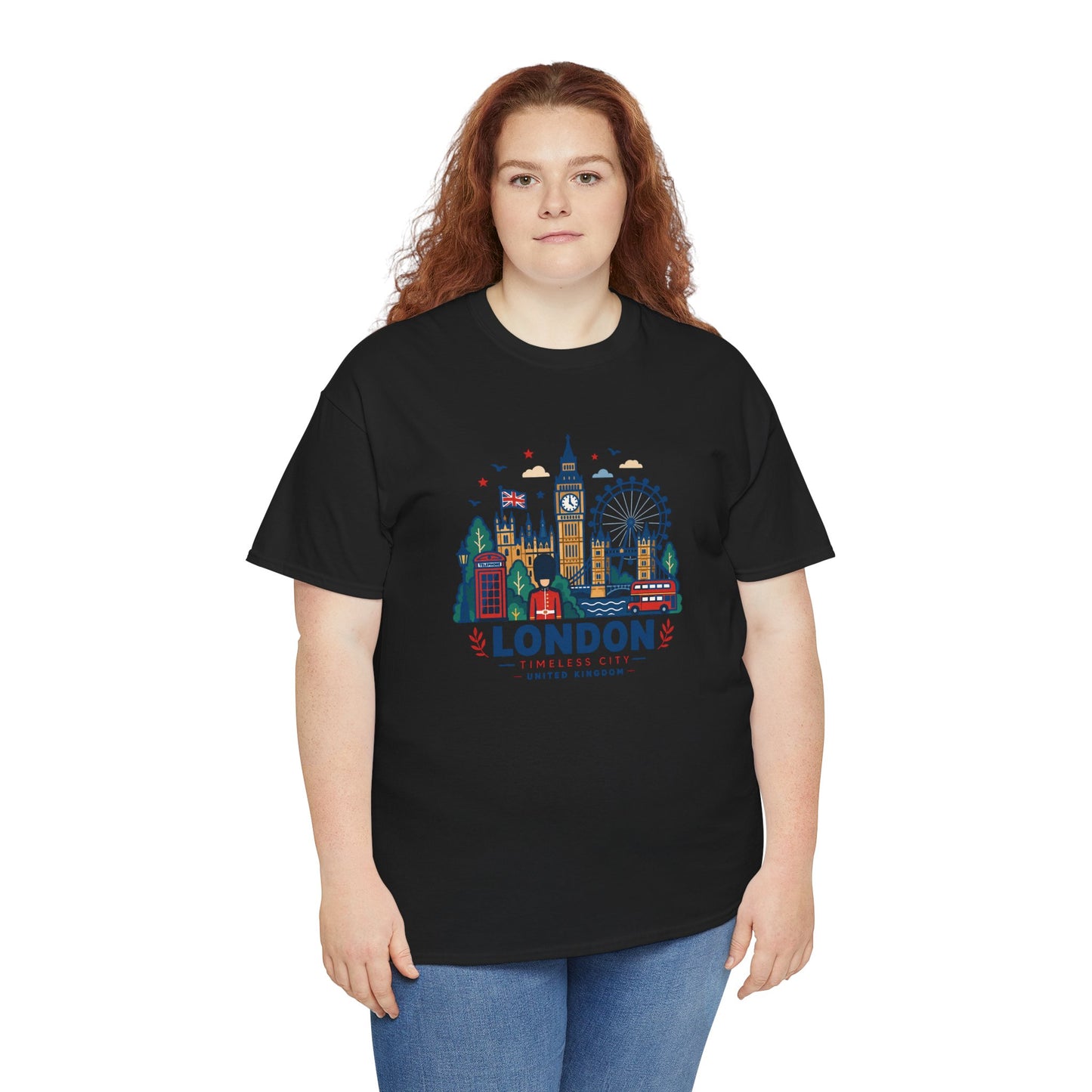 Black London skyline graphic T-shirt, crew neck, short sleeves