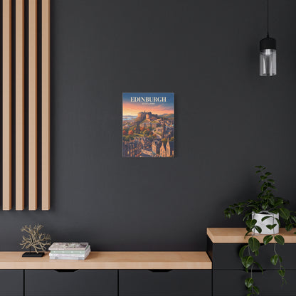 Framed canvas wall art with Edinburgh Scotland city skyline print