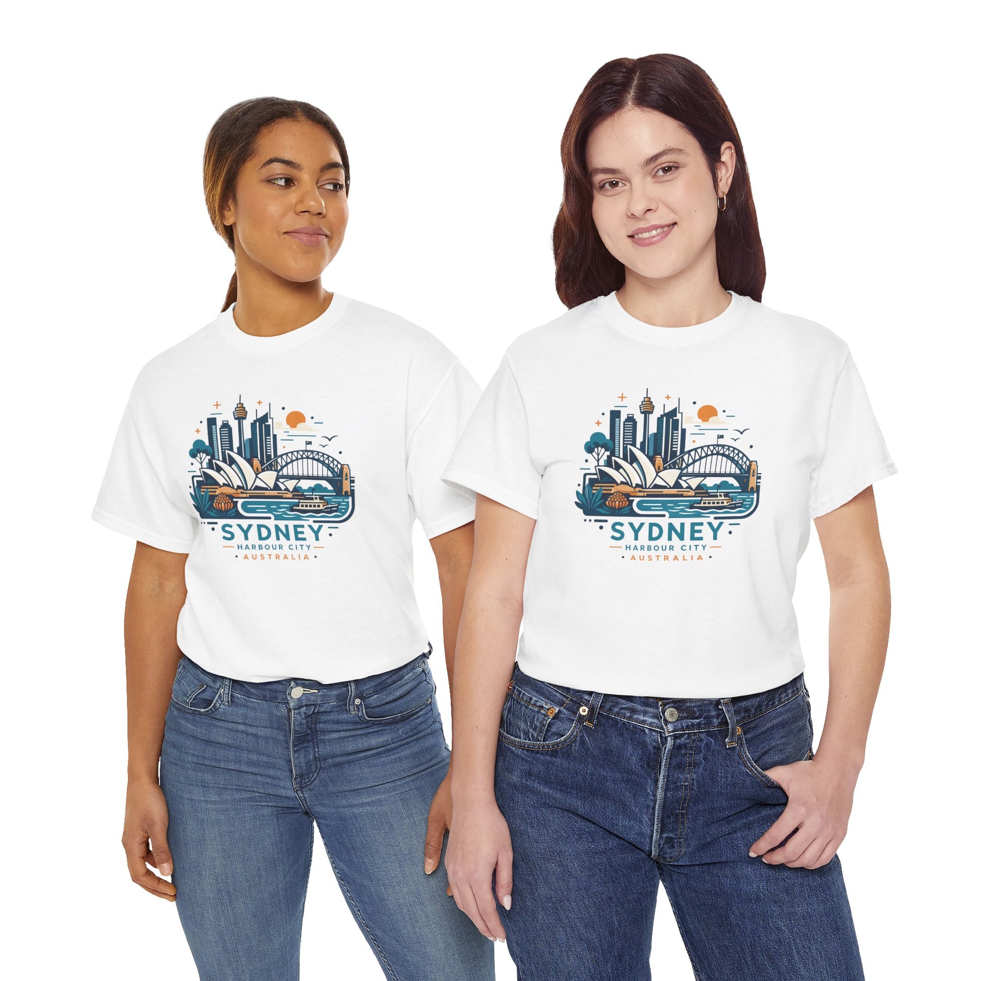 White T-shirt with Sydney skyline graphic and Australia text