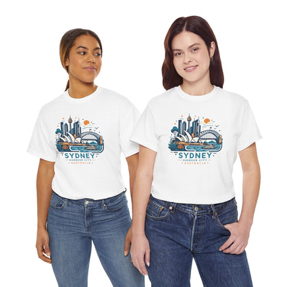 White T-shirt with Sydney skyline graphic and Australia text