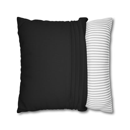 Decorative pillow cover set: plain black front and white/gray striped back