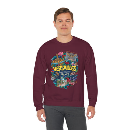 Maroon crewneck sweatshirt with colorful France graphic print on the front