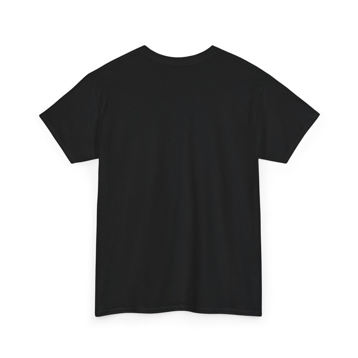 Black crewneck t-shirt with short sleeves, plain front