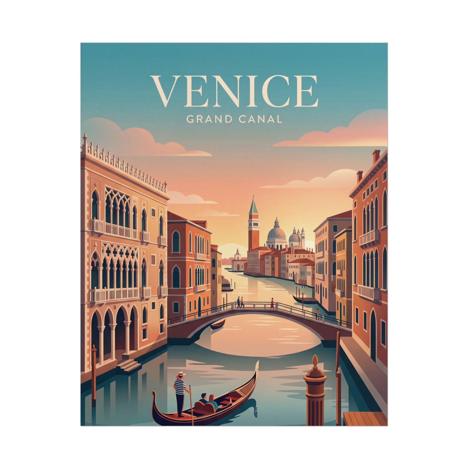 Rolled poster featuring Venice Grand Canal skyline, arches, and gondola boat