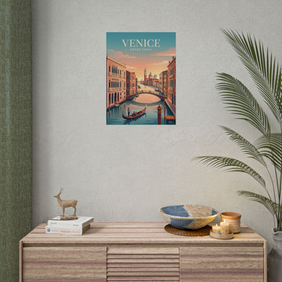 Rolled poster, small wall display of Venice Grand Canal with gondola and buildings