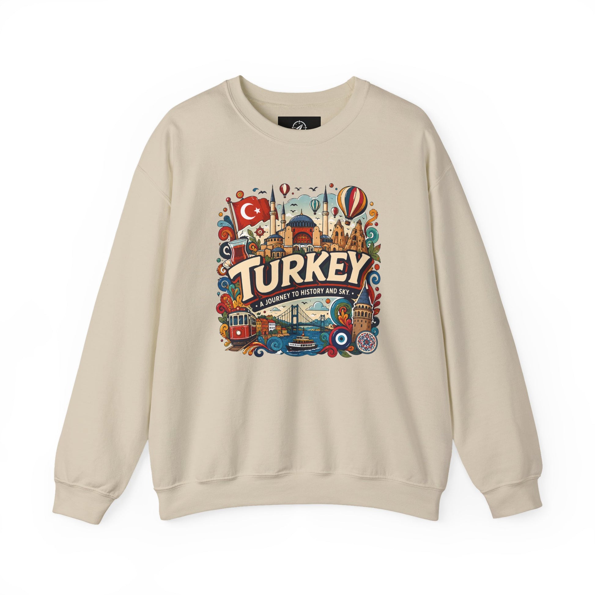 Light beige crewneck sweatshirt with large Turkey city graphic at the center