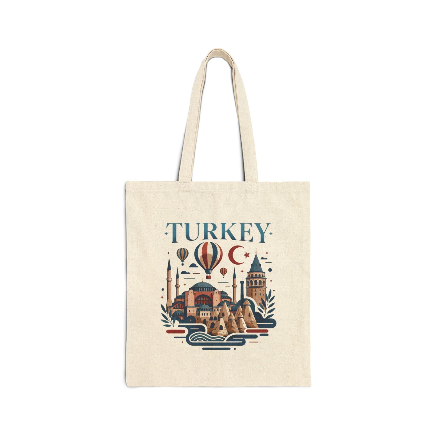 Natural travel tote bag with Turkey graphic print on the front