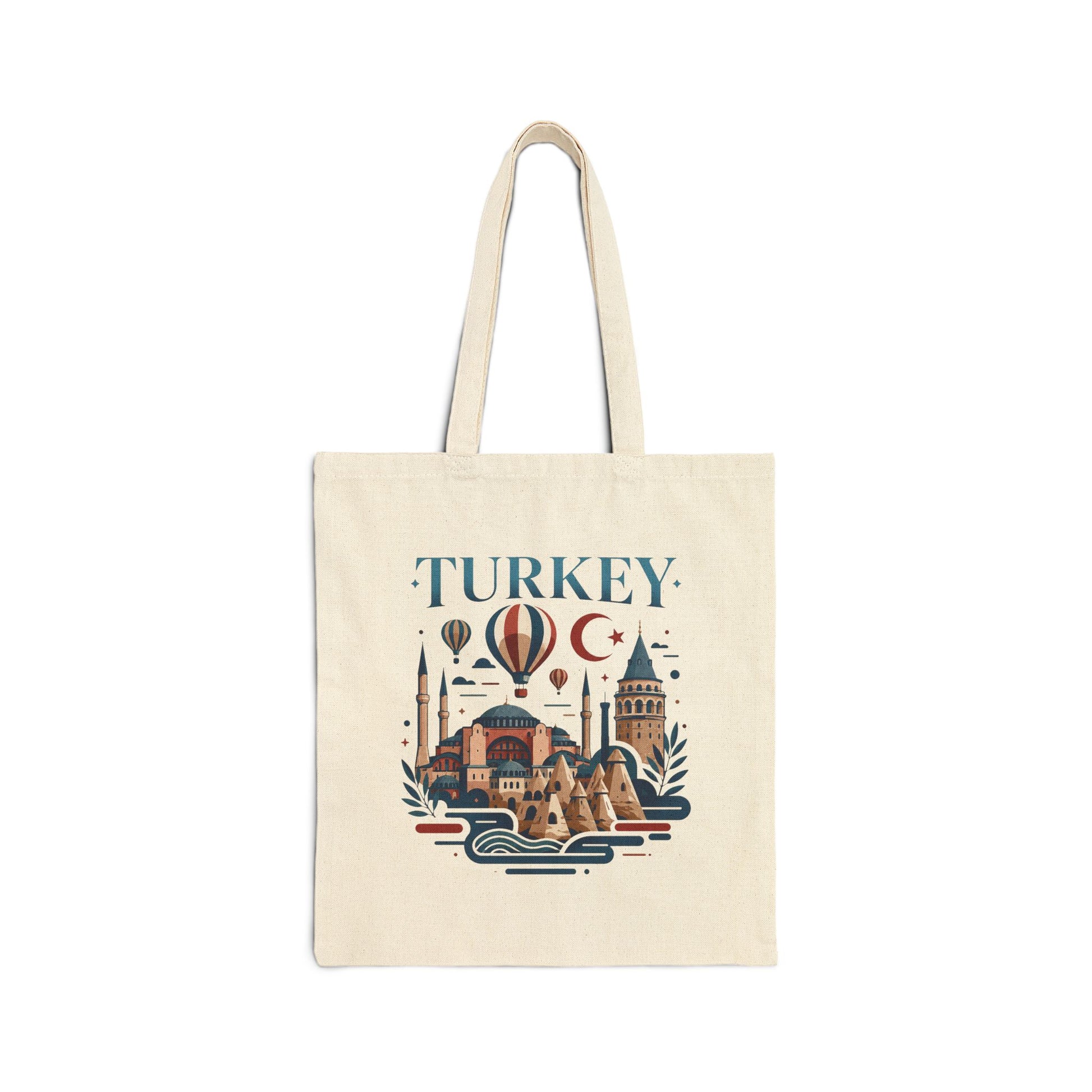 Natural travel tote bag with Turkey graphic print on the front
