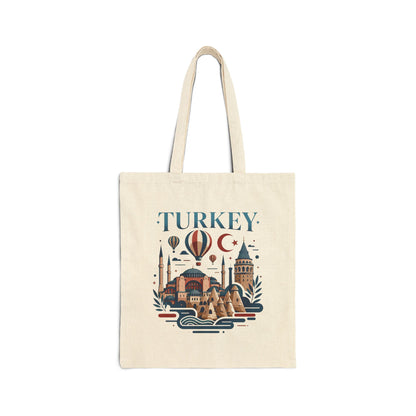 Natural travel tote bag with Turkey graphic print on the front