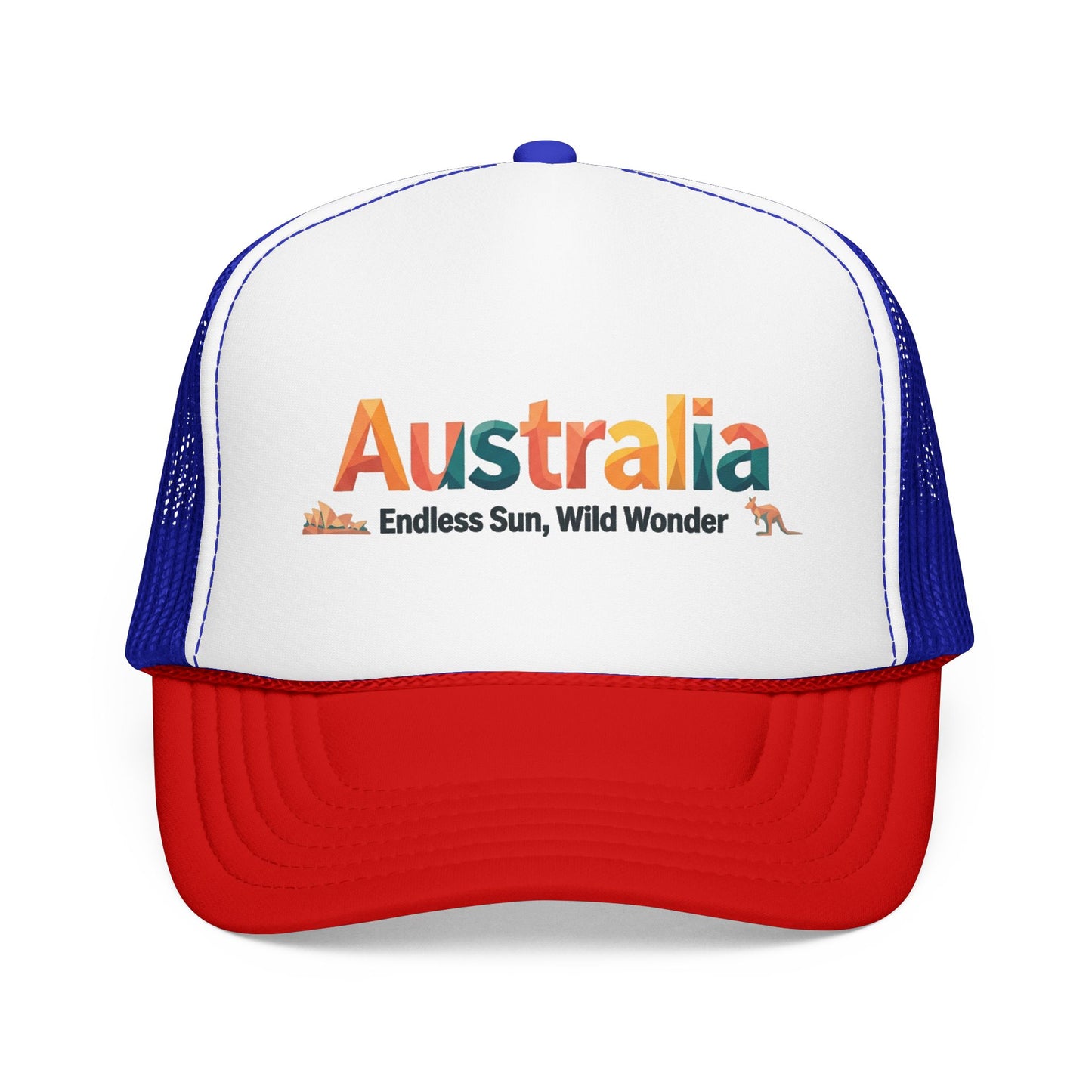 White and blue mesh trucker cap with 'Australia' front logo