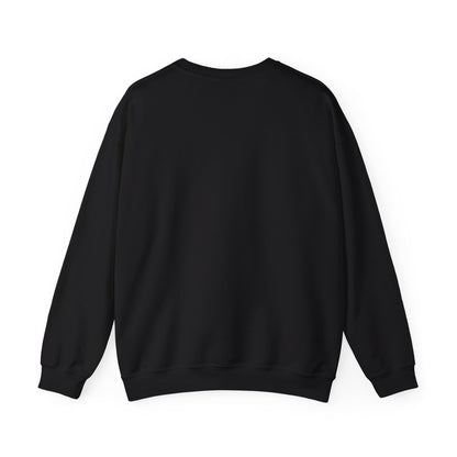 Black crewneck sweatshirt, plain back view with ribbed cuffs and hem