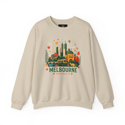 Cream sweatshirt with Melbourne city graphic on front