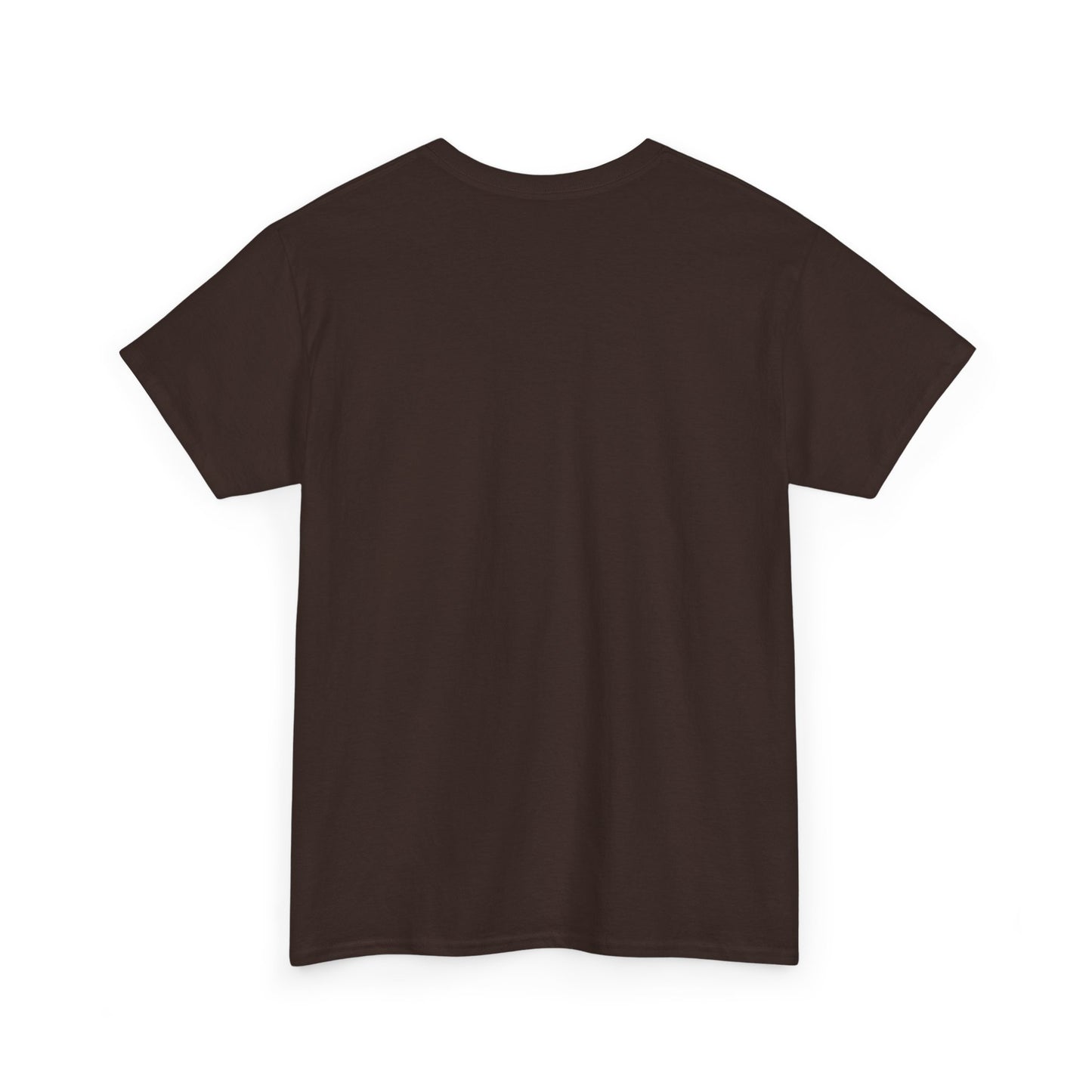Dark brown short-sleeve T-shirt with crew neck, no visible front print